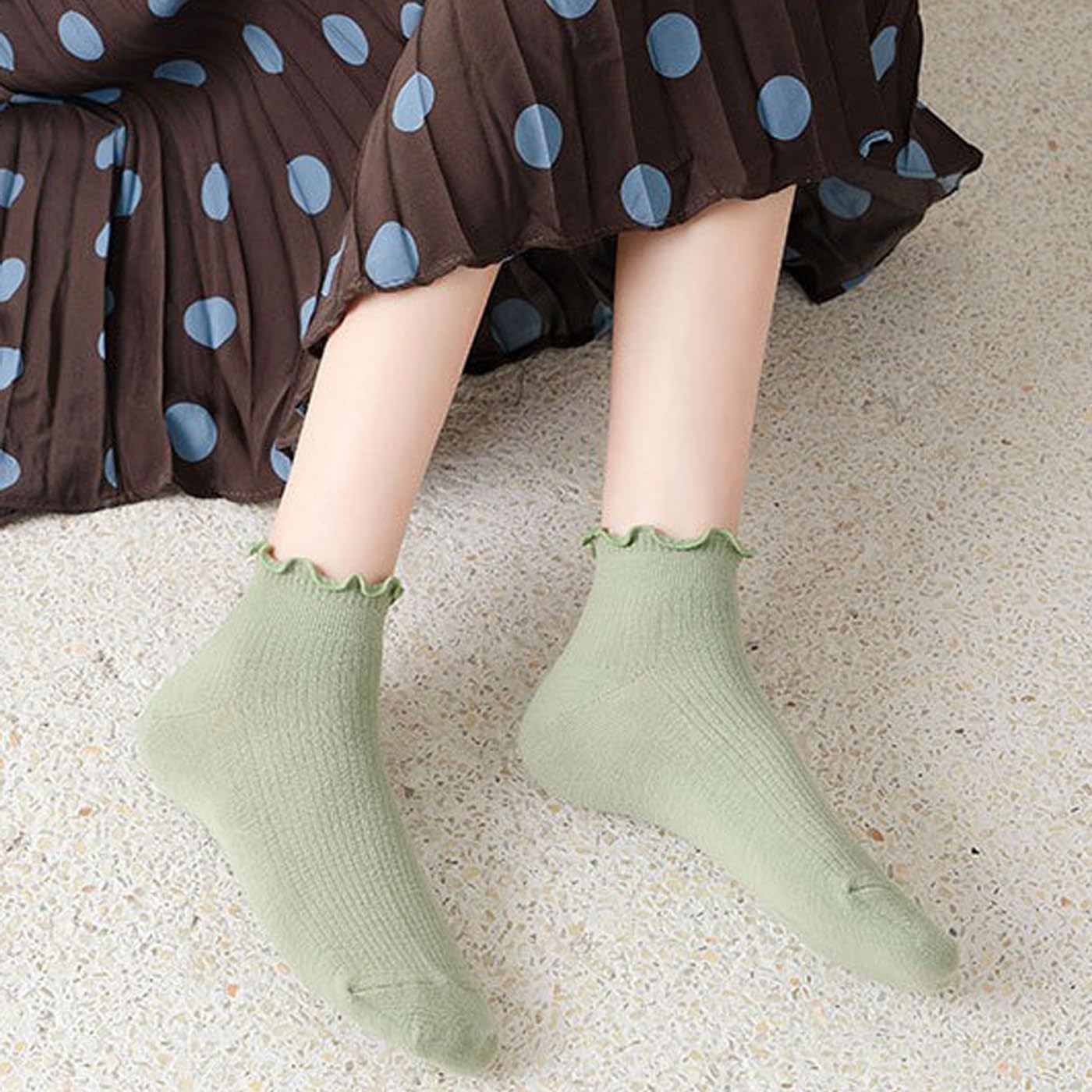 Womens Ruffle Socks Ankle Classic Basic Colorful Cotton Running Athletic Dress Sock Crew Size5-9