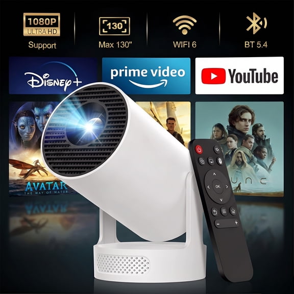 BDQ Mini Projector with WiFi & Bluetooth, 1080P Support (4K Input), Portable Smart Movie Projector for Bedroom & Outdoor, Small TV Projector for iPhone