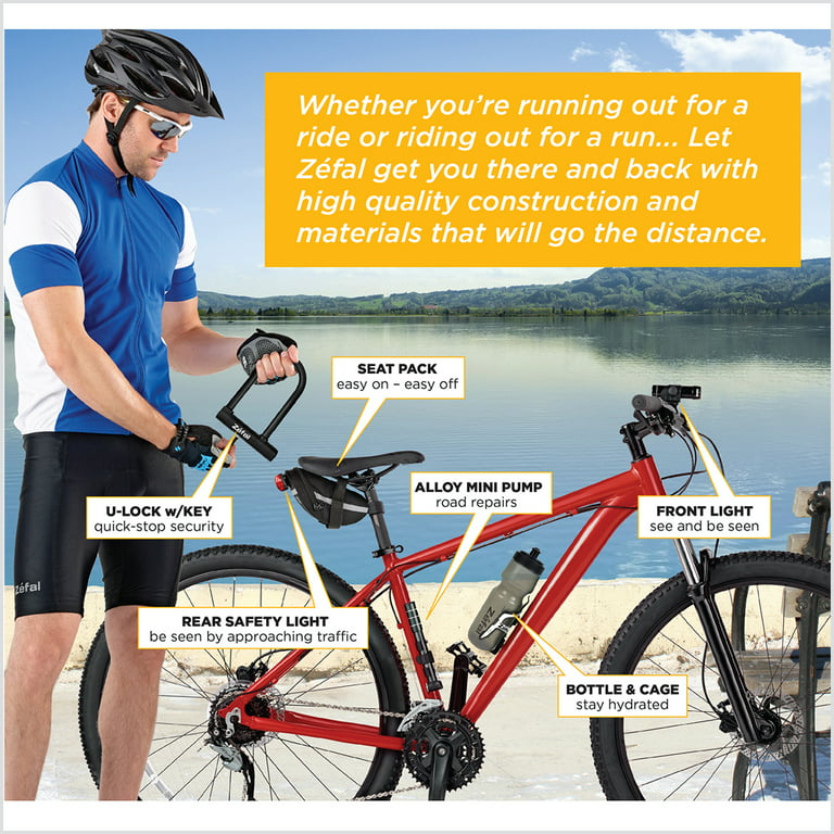 Zefal Premium Bike Accessories 7-Piece Set (Bag, Lock, Water Bottle Pump, Light Set) Walmart.com