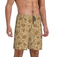 thumbnail image 2 of Kdxio Brown Flowers Print Mens Sleep Shorts Bottoms Soft Comfy Pajama Wear Pants with Drawstring Pockets, 2 of 7