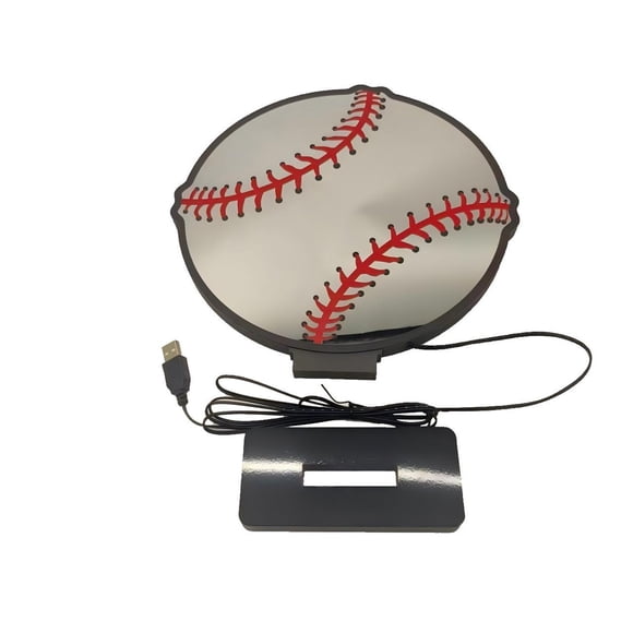 Veilleuse DEL de Baseball avec Panneau et Base en Acrylique, Câble USB de 70 Pouces, Décoration Murale à Brancher pour Chambre, Salon, Salle de Jeux, Chambre d'Enfant, Cadeau pour Amateur de Sports