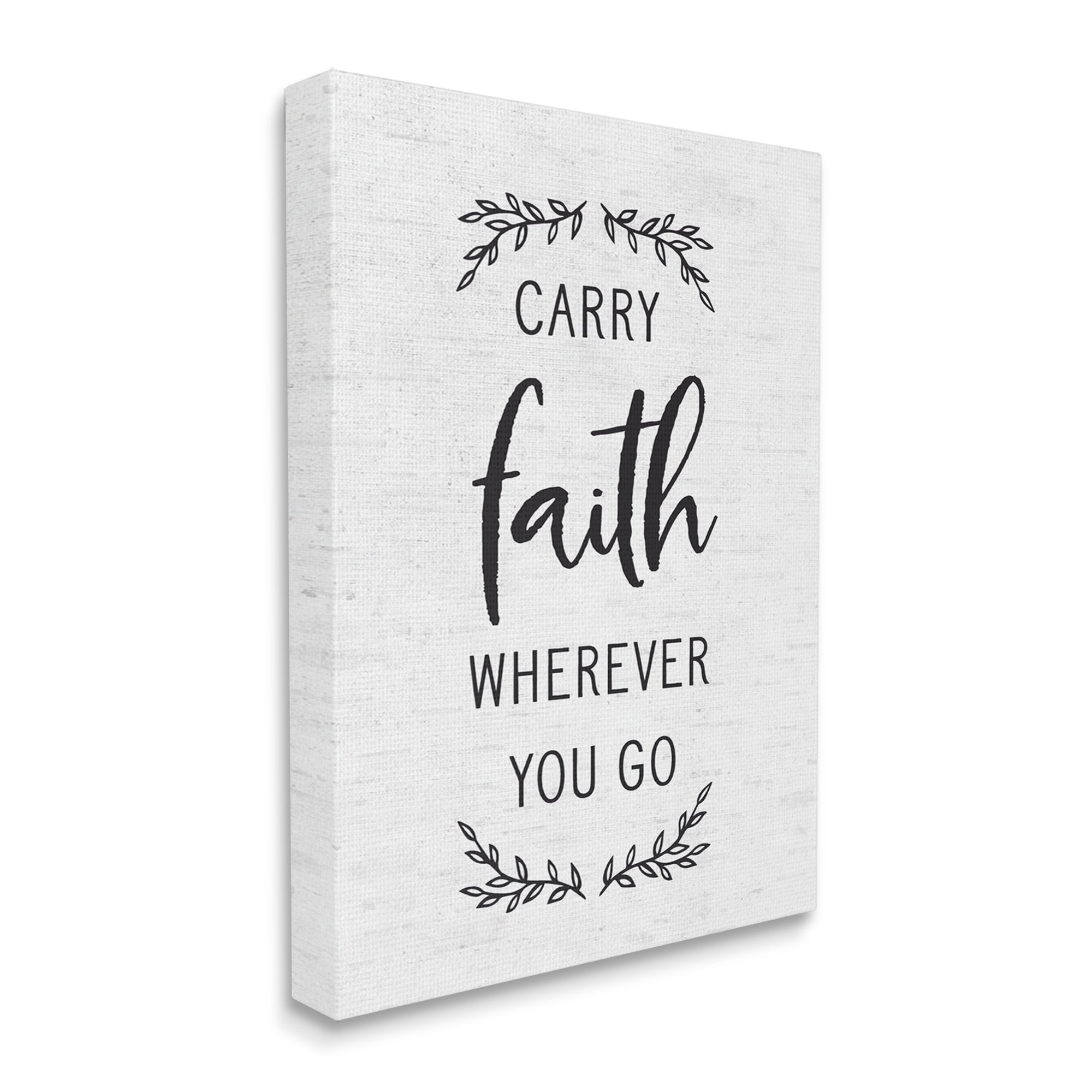 Stupell Industries Inspirational Faith Quote Religious Rustic Botanicals Graphic Art Gallery Wrapped Canvas Print Wall Art, Design by Lettered and Lined