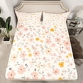thumbnail image 2 of Manfei Retro Rustic Flower Twin Sheet Sets,Country Floral Twin Fitted Sheet,Beige Pink Orange Flat Sheet For Girls Kids,Microfiber Bedroom Decor,3-Piece, 2 of 7