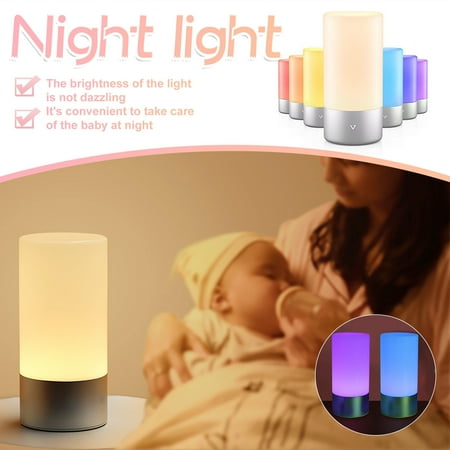 

WGOUP Plug-in Creative Touch- Sensing Night Light Type-C Colorful Atmosphere LED Bedside Lamp multicolor