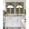 thumbnail image 4 of Farmhouse Green Garland Swag Curtains for Living Room/Bedroom Windows, Spring Black Plaid Wood Grain Kitchen Curtains and Valances Set 36 Inch Length, Light Filtering Swags Valance Curtain Panels, 4 of 5