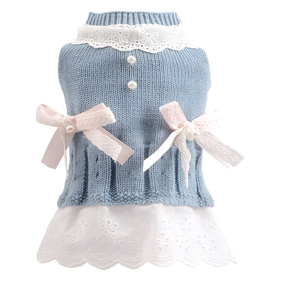 TELOLY 1Pcs Dog Dress,Acrylic Puppy Clothes,Boy Dog Clothes,Blue,Xs