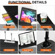 Laptop Desk for Bed Height Adjustable, Lap Bed Table with USB/Storage Drawer/Cup Holder/Tablet Stand/Book Shelf, Foldable Breakfast Tray Portable for Reading Writing, Bed, Sofa & Floor, Black