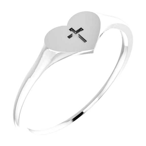 925 Sterling Silver 3 Polished Love Heart With Religious Faith Cross Ring -- Size 6.5 Statement Ring for Women