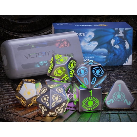 Rechargeable LED DND Dices with Charging Box-7PCS Polyhedral Silicone Dice Sets Unique Gift for dice, Tabletop Games, and Pathfinder Role Playing Game (Sorceresses)