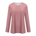 thumbnail image 4 of Topvent Women's Loose Casual Casual Long Sleeve Round Neck Collar Solid Color T-Shirt Top, 4 of 5