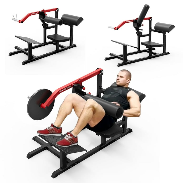 Syedee Hip Thrust Machine, Plate-Loaded Glute Bridge Equipment,