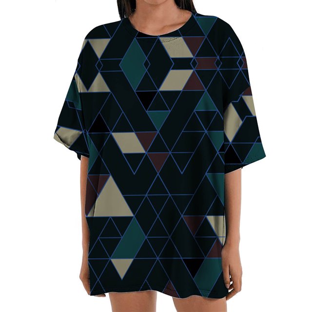 Blusa informal de manga corta con estampado geométrico de manga corta para mujer Fridja gope2792