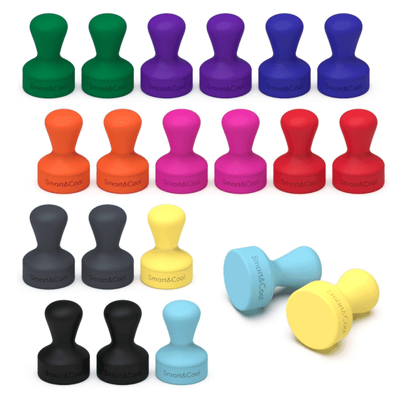 SMART&COOL Silicone Anti Scratch Push Pin Refrigerator Magnets, Thumbtack Magnets for Fridge, Dry Erase Board, Whiteboard, Office, Classroom, School (20 Pack, Multi)