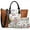 White flowers/Brown, variant on MKP Women Two Tone Handbags Fashion Shoulder Bag Work Tote Satchel Purses 2pcs Set