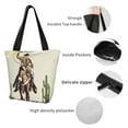 thumbnail image 3 of Goofa Vintage Cowboy Riding Horse Pattern Tote Bags,Large Capacity Bag,Beach Tote with Zipper Closure, Large Capacity and Foam Padding, 3 of 6