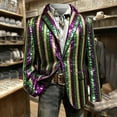 thumbnail image 5 of YOIAVAIOY Carnival Blazer Men Sequin Carnival Print Holiday Party Jacket One Button Slim Fit Business Office Blazers with Pockets Purple L, 5 of 6