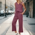 thumbnail image 2 of Baberdicy 2-Piece Lounge Set - Tank Top & Wide Leg Pants Casual Outfit Hot Pink L, Womens Daily Casual 2 Piece Solid Tank Tops Wide Leg Pants Outfits Sets, 2 of 6