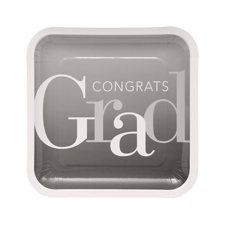 Graduation Elevated Square Paper Dinner Plates, 25 ct, Party Supplies, 25 Pieces