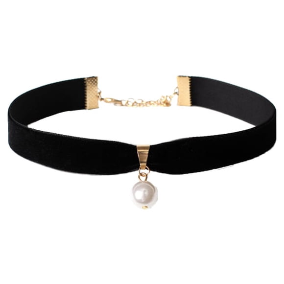 Fashionable Pearl Choker Necklace for Women Daily Wearing (Black)
