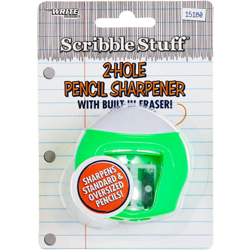 Scribble Stuff 2Hole Pencil Sharpener w/Eraser, 1Count