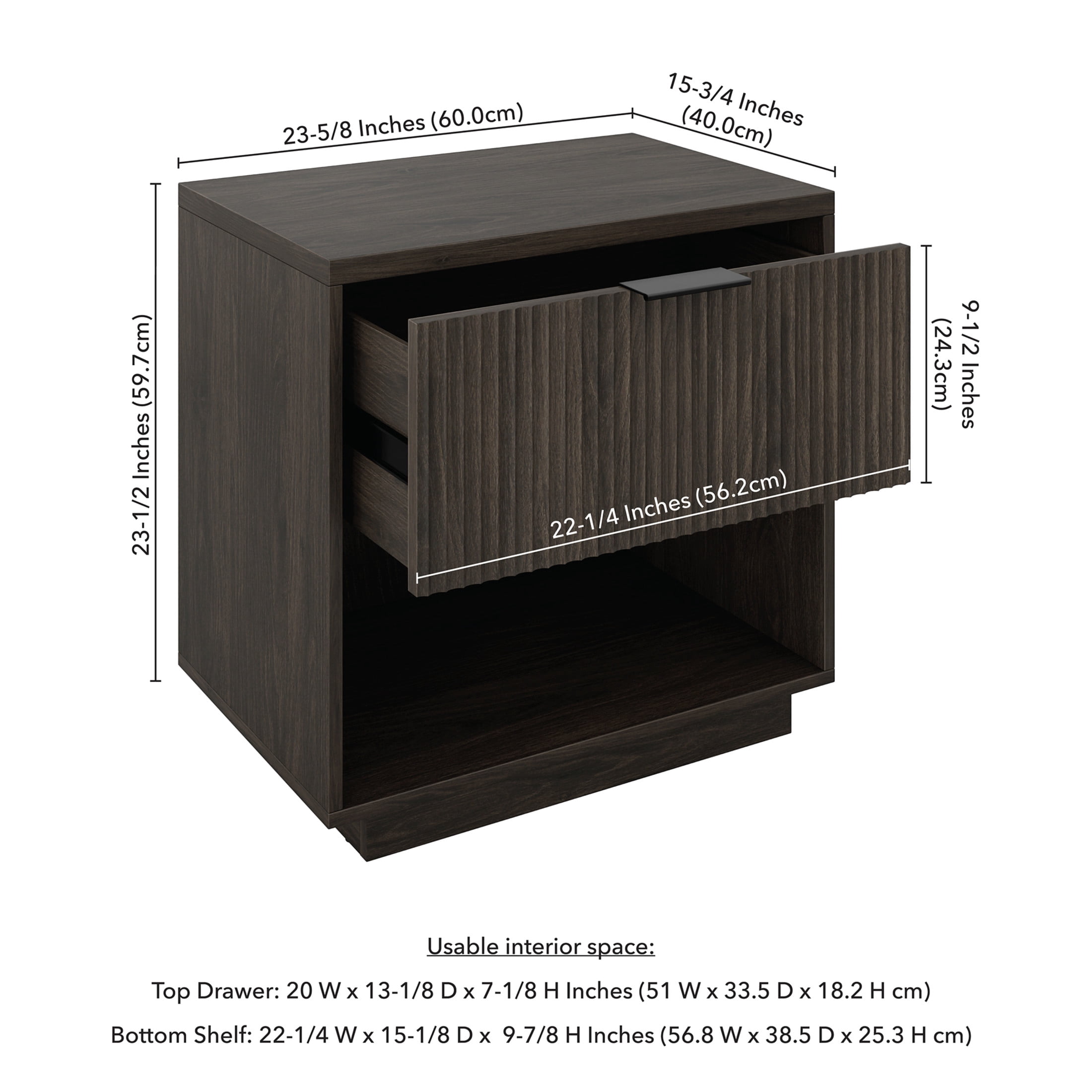 Evelyn&Zoe Modern/Contemporary 24" Wide Alder Brown Nightstand