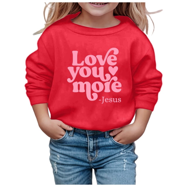 Chandails à Capuchon pour Enfants Filles Chandail Sans Capuche Col Rond Imprimé Manches Longues Taille 3-4 Ans