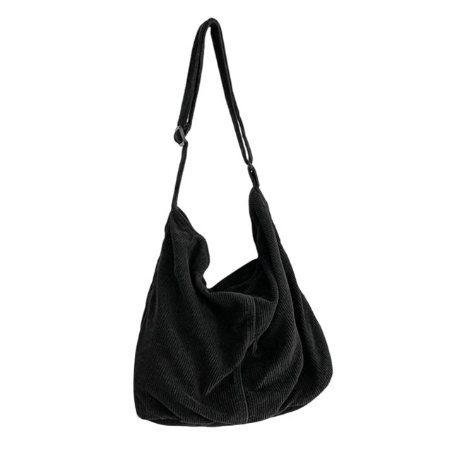 Bolsa de viaje de pana de hombro de moda para mujer para vacaciones de fin de semana (negro) Ehuebsd Para Estrenar
