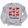 thumbnail image 2 of Girls Houston Football Sweatshirt Red Bows and Footballs Texas Game Day Pullover Gray Sweatshirt Youth X-Small, 2 of 5