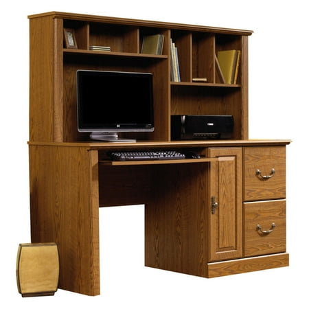 - Sauder Orchard Hills Computer Desk with Hutch, Carolina Oak