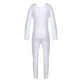 thumbnail image 6 of Oyolan Kids Girls Full Length Gymnastics Jumpsuit One Piece Bodysuit Long Sleeve Dance Leotard Unitard White 13-14, 6 of 7