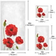 thumbnail image 2 of GZHJMY 3-Piece Towel Set,Pretty Red Poppy Flower Bath Towel Sets, 1 Bath Towel, 1 Hand Towel, 1 Washcloth, Poppy Paper Design Floral Print Absorbent Soft Towels Quick Drying for Bathroom, 2 of 7