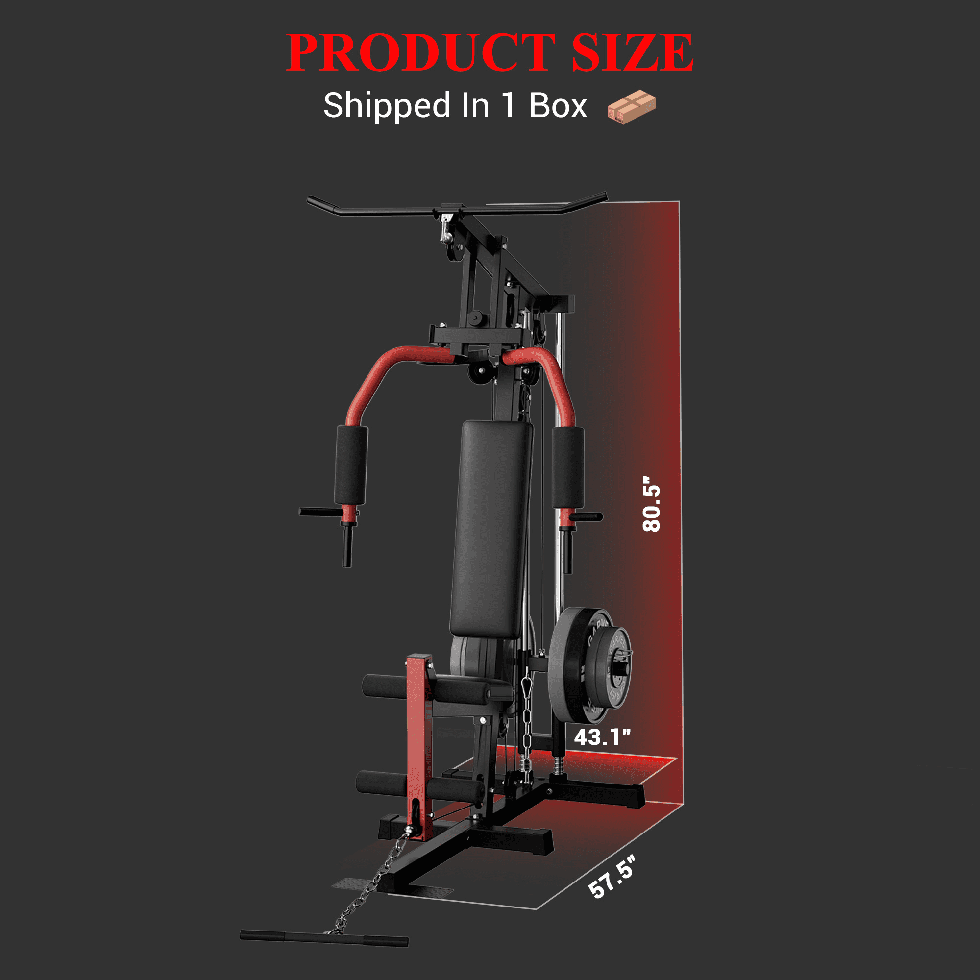 Multifunctional Home Gym Equipment, with Pulley System, Leg Press Support for Strength Training, Workout Station Suit for 1"&2" Holes of Weight Plates (Not Includ), Max 300LBS