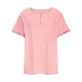 thumbnail image 4 of Summer Oversize Shirts for Womens Fashion Solid Color V- Neck Short Sleeve Blouses, 4 of 5