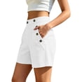 thumbnail image 5 of Omexry Maternity Shorts for Women Women's Summer Solid Color Casual Shorts with Pockets and Multiple Buttons White L, 5 of 6
