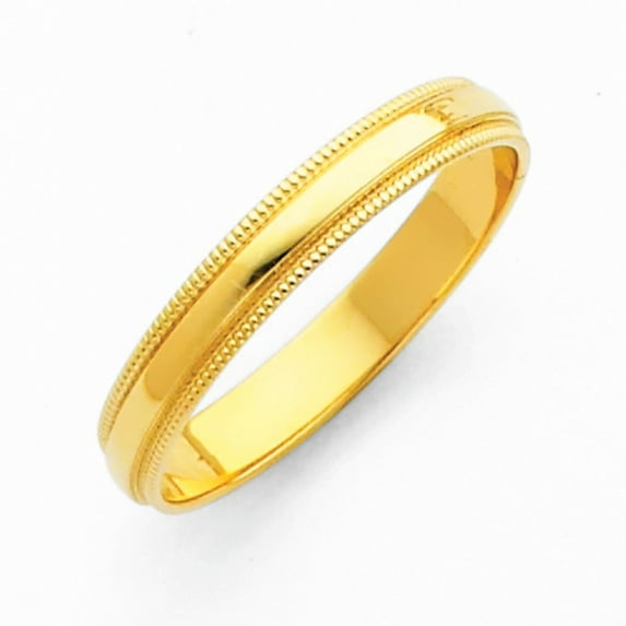 FB Jewels 14K Yellow Gold 3mm Solid Domed Migraine Traditional Comfort Fit Plain Wedding Ring Band Size 4