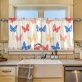 thumbnail image 2 of Yayeee Kitchen Curtains Tier Set of 2 Light Filtering 57"x36" Over Sink Window Panels, Red Butterflies, 2 of 7