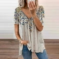 thumbnail image 2 of Xihbxyly Zippered Tops for Women Plus Size V Neck T Shirts Women Short Sleeve Shirt Half Zipper Blouse Loose Comfortable Print Top Blouse Graphic Tee Shirts 2025 Summer Tops #4, 2 of 6