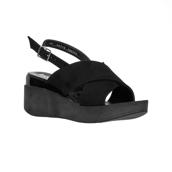 Sandalia Plataforma Cruzada Mujer Juvenil Negro Cómoda negro 23