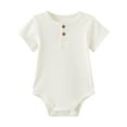 thumbnail image 3 of Zavbaby Baby Boy Girl Ribbed Short Sleeve Cotton Bodysuits,3-Pack,Sizes 0-12M, 3 of 9