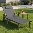 thumbnail image 4 of Harbweb Outdoor Chaise Lounge Chair Set of 2, 5-Position Adjustable Sun Tanning Chair with Pillow, Aluminum Patio Lounge Chair with Wheels & Armrests for Garden, Beach, Patio, Pool, Gray, 4 of 9