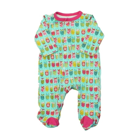 

Pre-owned Zutano Girls Green | Owls 1-piece footed Pajamas size: 3 Months