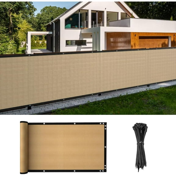 3ft x 50ft Privacy Fence Screen, Heavy Duty Fencing Mesh Shade Cover Fencing for Outdoor Yard Wall Garden Backyard, Cable Zip Ties Included (3' x 50', Sand)
