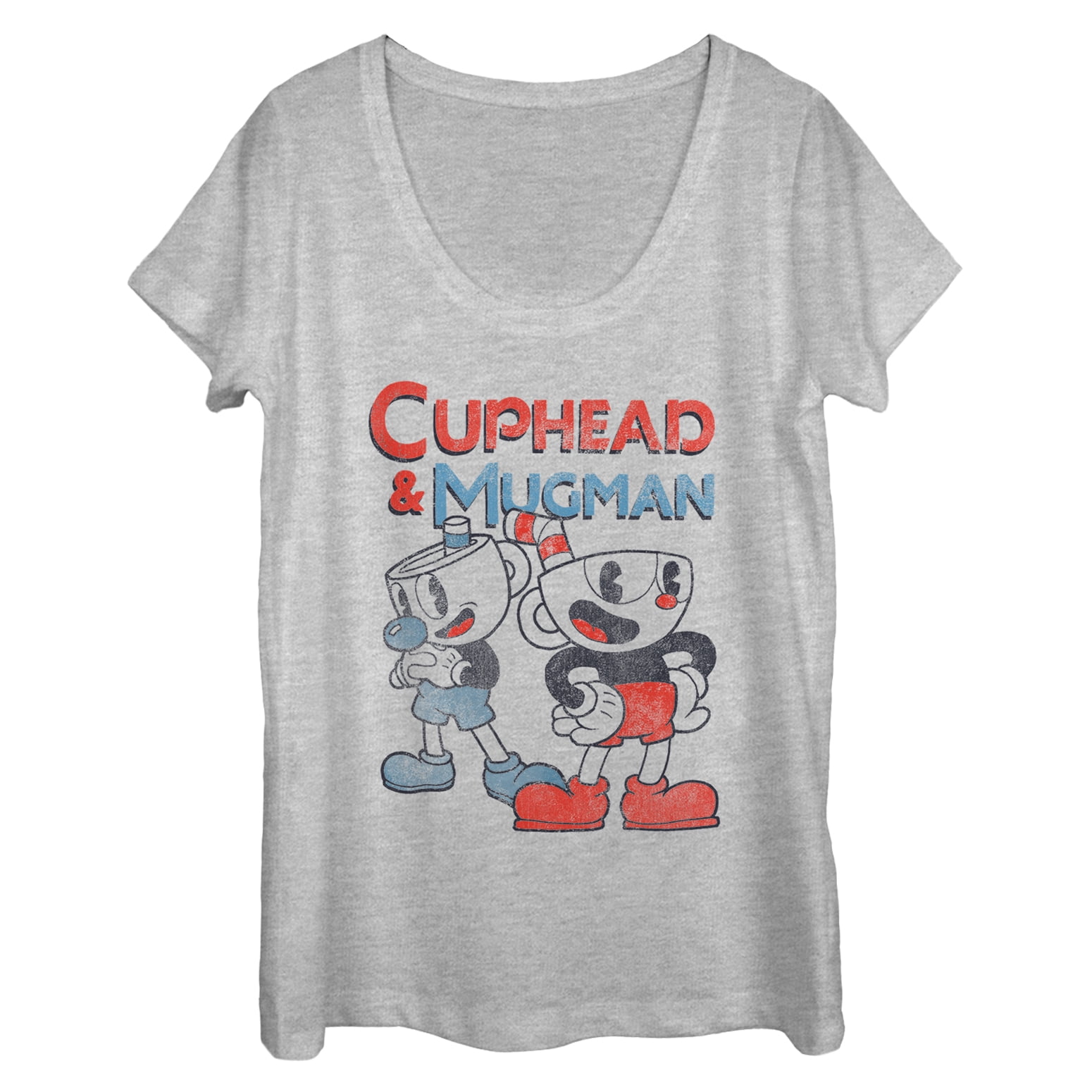 Cuphead Women's Cuphead Best Friend Mugman Scoop Neck