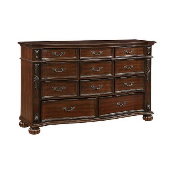 Traditional Adelina Dresser with Serpentine Front and Cherry Finish