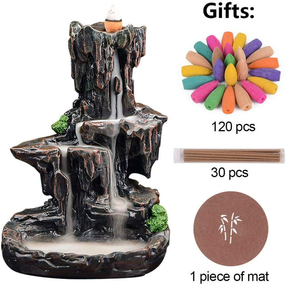 SPACEKEEPER Waterfall Monk Backflow Incense Burner Mountain Tower