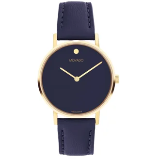 Movado Museum Classic Black Dial Leather Strap Women display picture 3