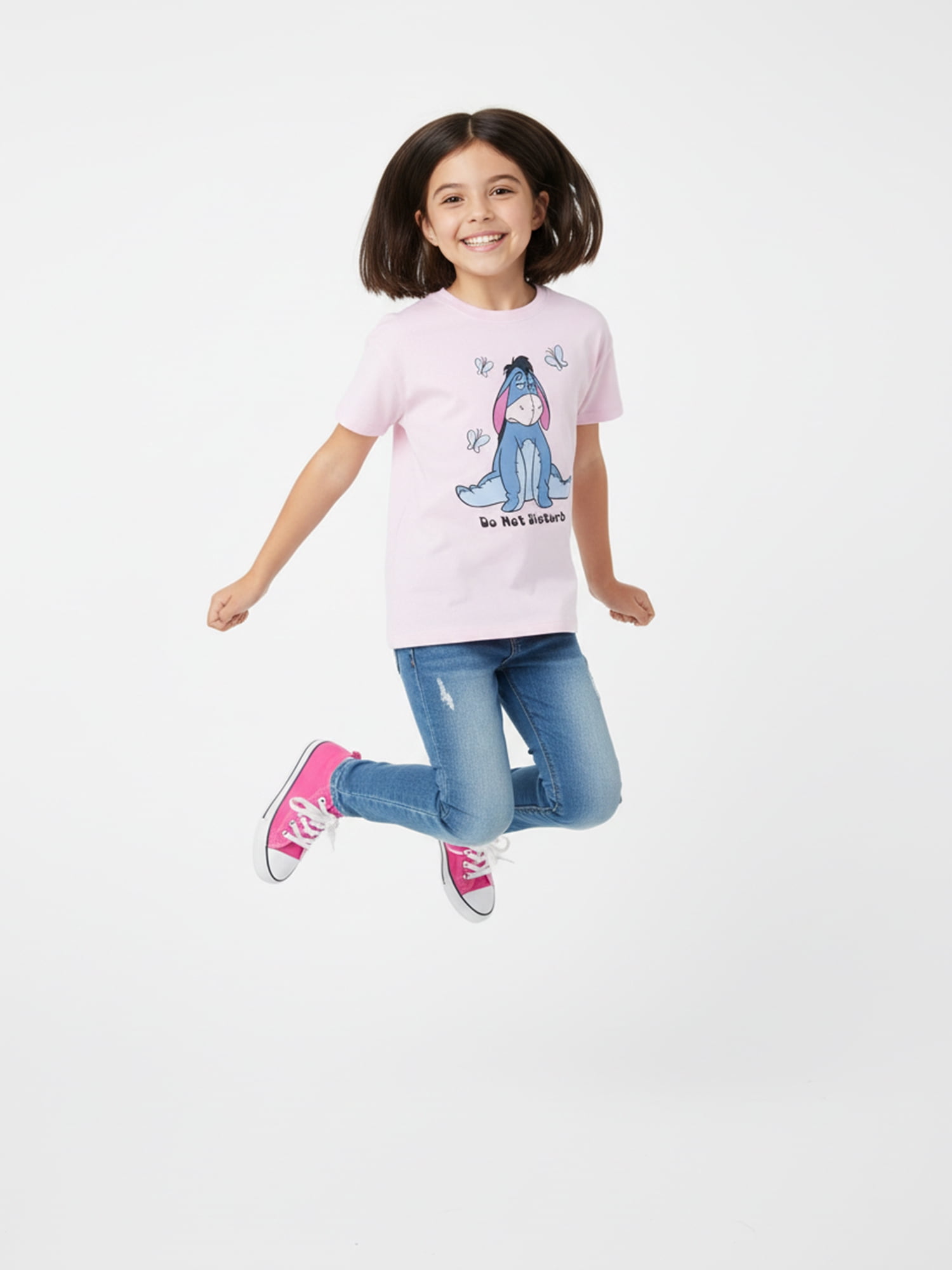 Winnie the Pooh Girls Do Not Disturb Graphic Tee with Short Sleeves, Sizes 4-16