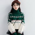 thumbnail image 2 of Suéter de cuello alto de Navidad para mujer, estilo coreano, igual que los jerséis de celebridades de Internet, suéteres femeninos dulces, ropa de otoño e invierno, 2 of 4