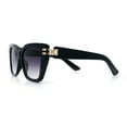 thumbnail image 6 of Womens Minimal Ornate Metal Hinge Thick Plastic Horn Rim Fashion Sunglasses Black - Smoke, 6 of 8