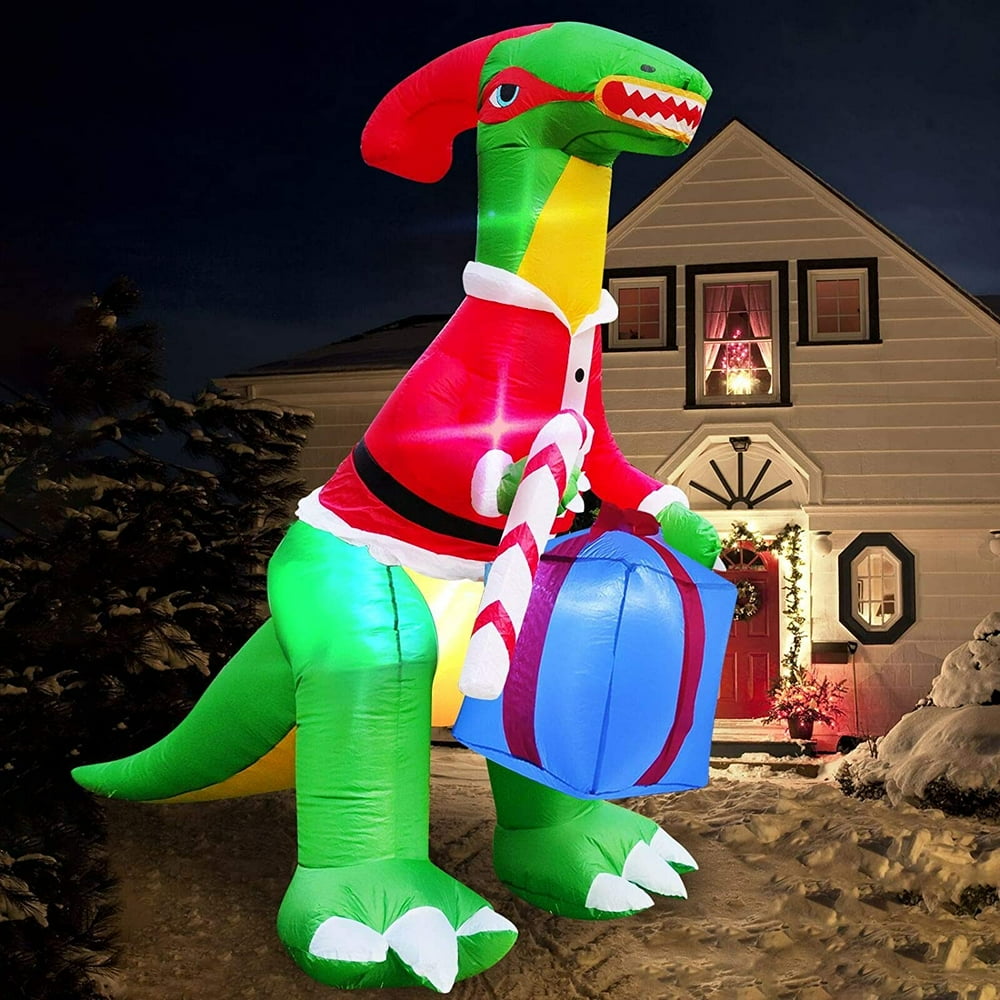 TURNMEON 8 Feet Dinosaur Christmas Inflatables Decor Outdoor Blow up